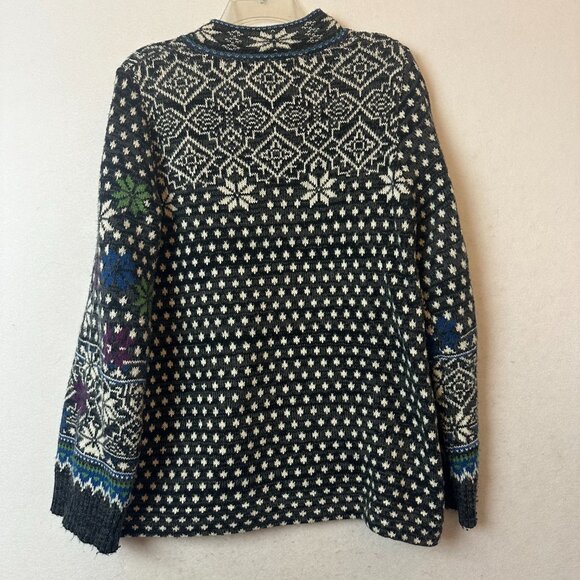 Rosie Neira Anthropologie  Cardigan Sweater M wool blend button up snowflakes - Picture 7 of 7